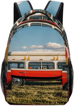 Small Backpacks Personalized Happy Bus Printing Travel Bag Lightweight Travel Backpack For Women Men