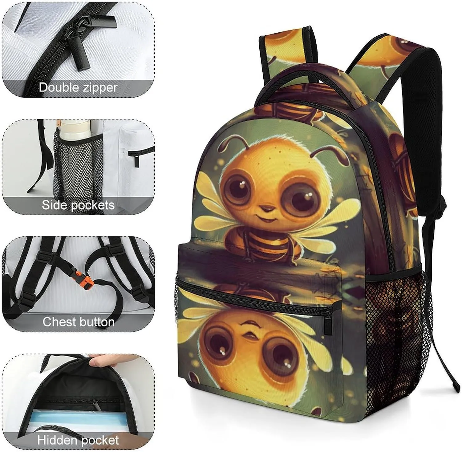 Small Backpacks Personalized Happy Illustration Printing Travel Bag Lightweight Travel Backpack For Women Men