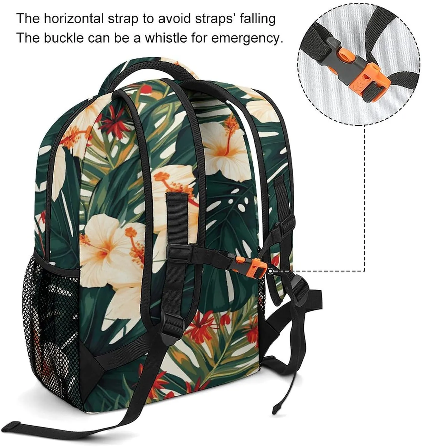 Small Backpacks Personalized Hawaiian Flower Leaves Printing Travel Bag Lightweight Travel Backpack For Women Men
