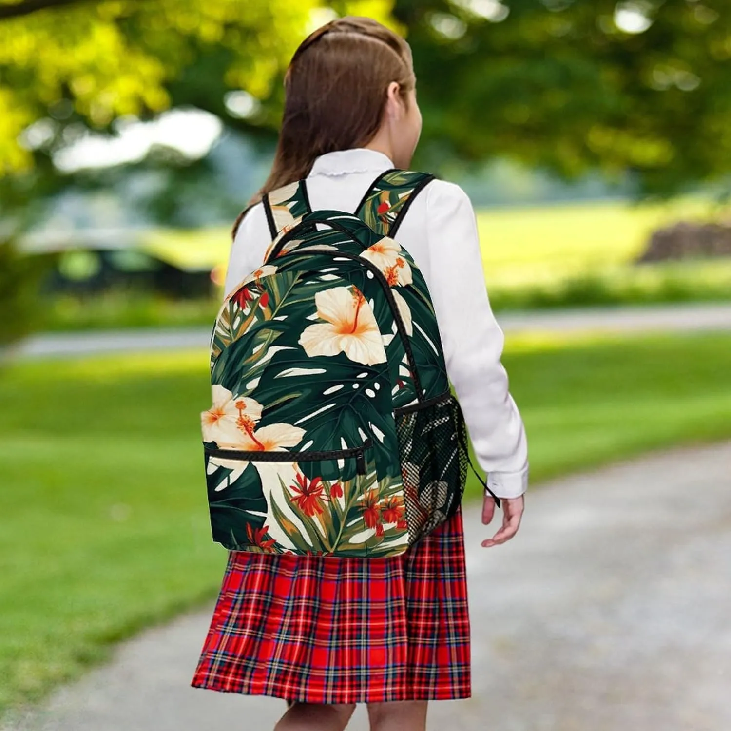 Small Backpacks Personalized Hawaiian Flower Leaves Printing Travel Bag Lightweight Travel Backpack For Women Men