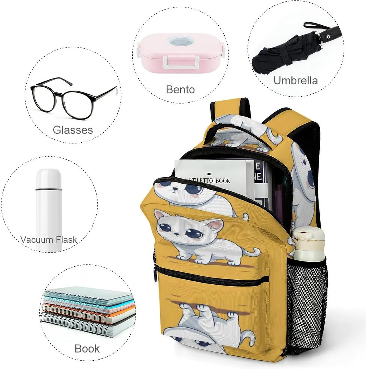 Small Backpacks Personalized Illustration Style Printing Travel Bag Lightweight Travel Backpack For Women Men