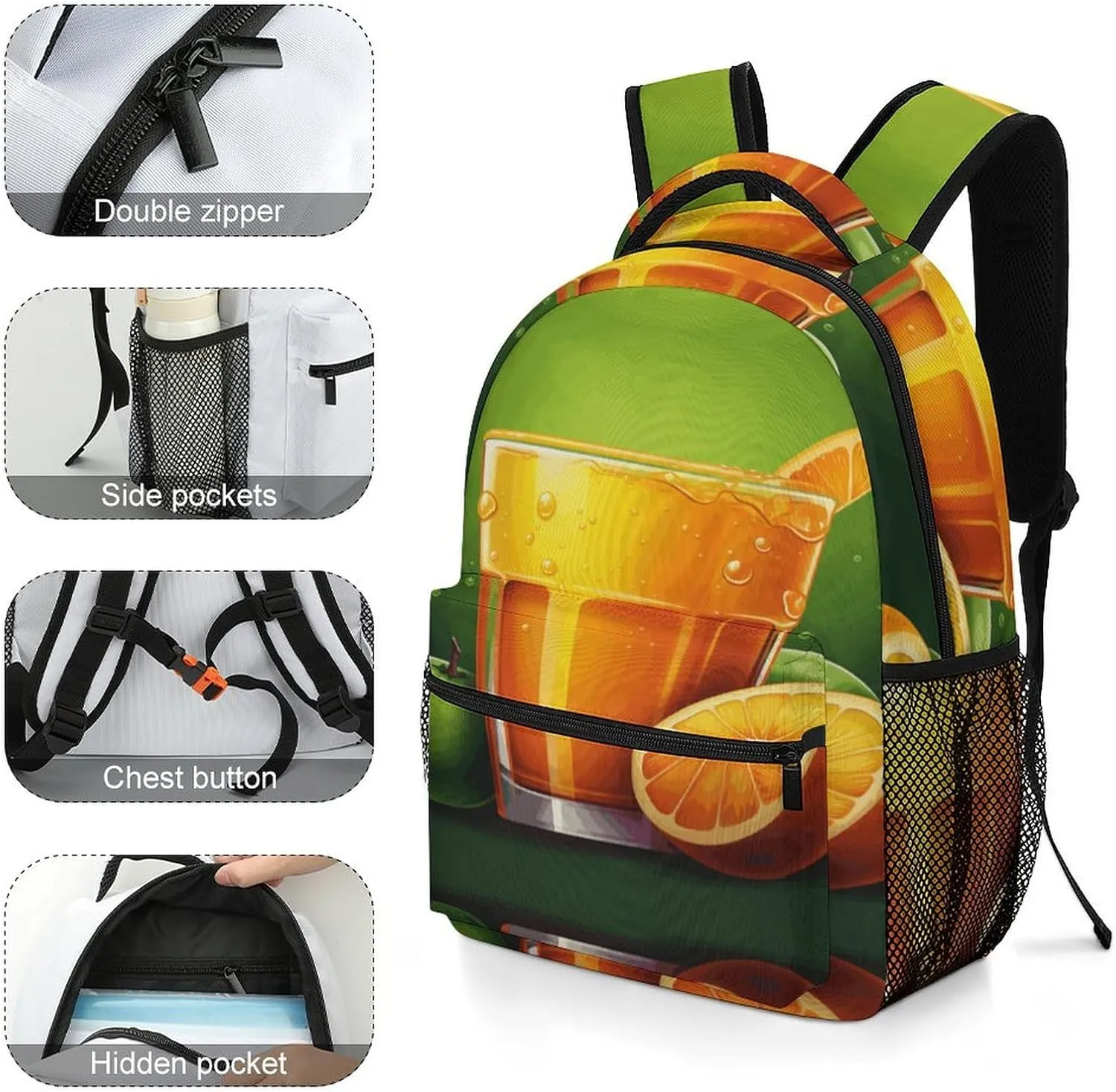 Small Backpacks Personalized Juice Printing Travel Bag Lightweight Travel Backpack For Women Men