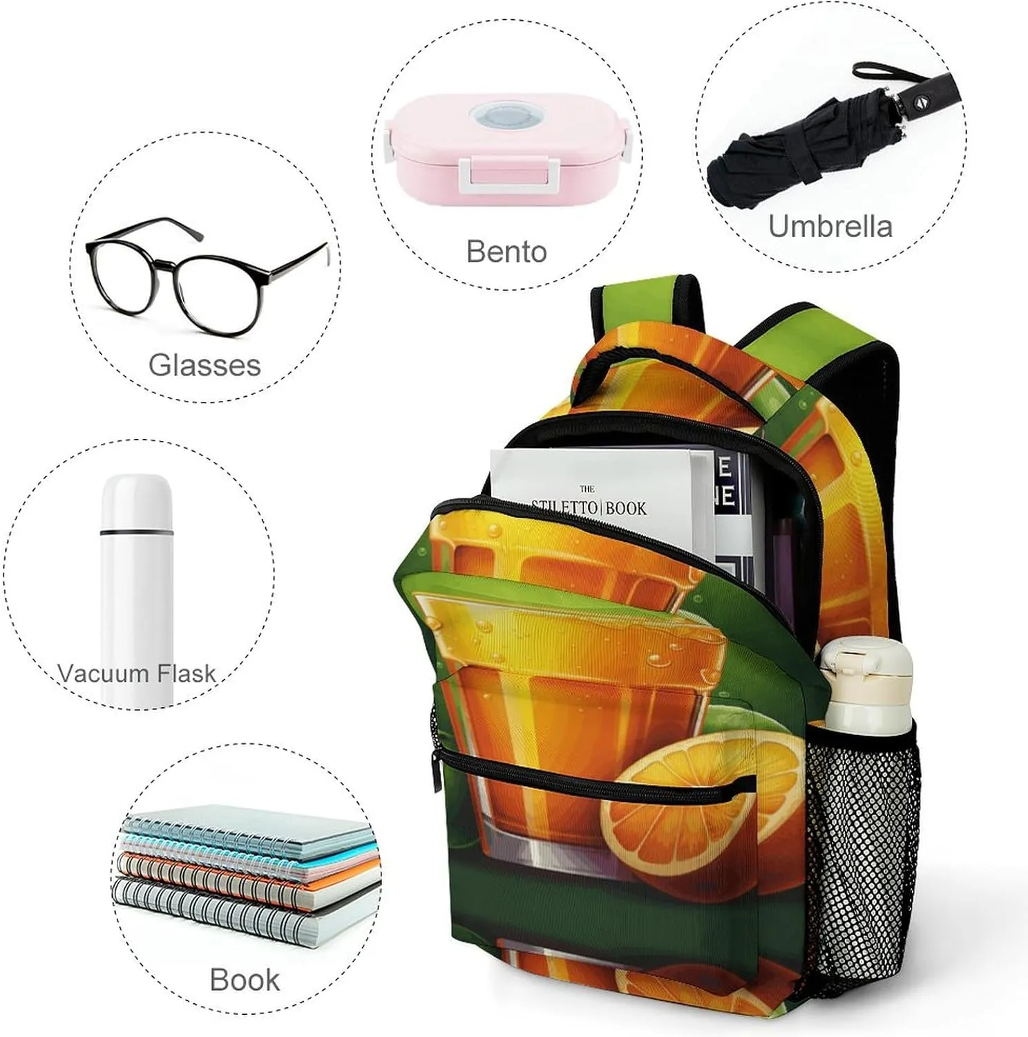 Small Backpacks Personalized Juice Printing Travel Bag Lightweight Travel Backpack For Women Men