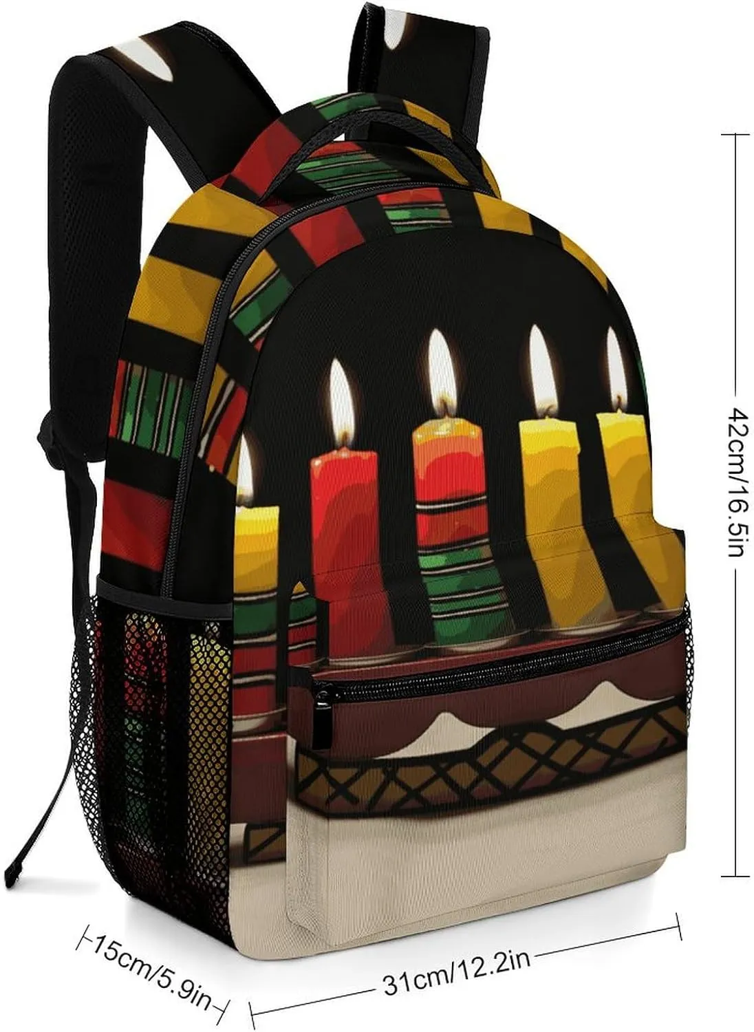 Small Backpacks Personalized Kwanzaa Candles Printing Travel Bag Lightweight Travel Backpack For Women Men