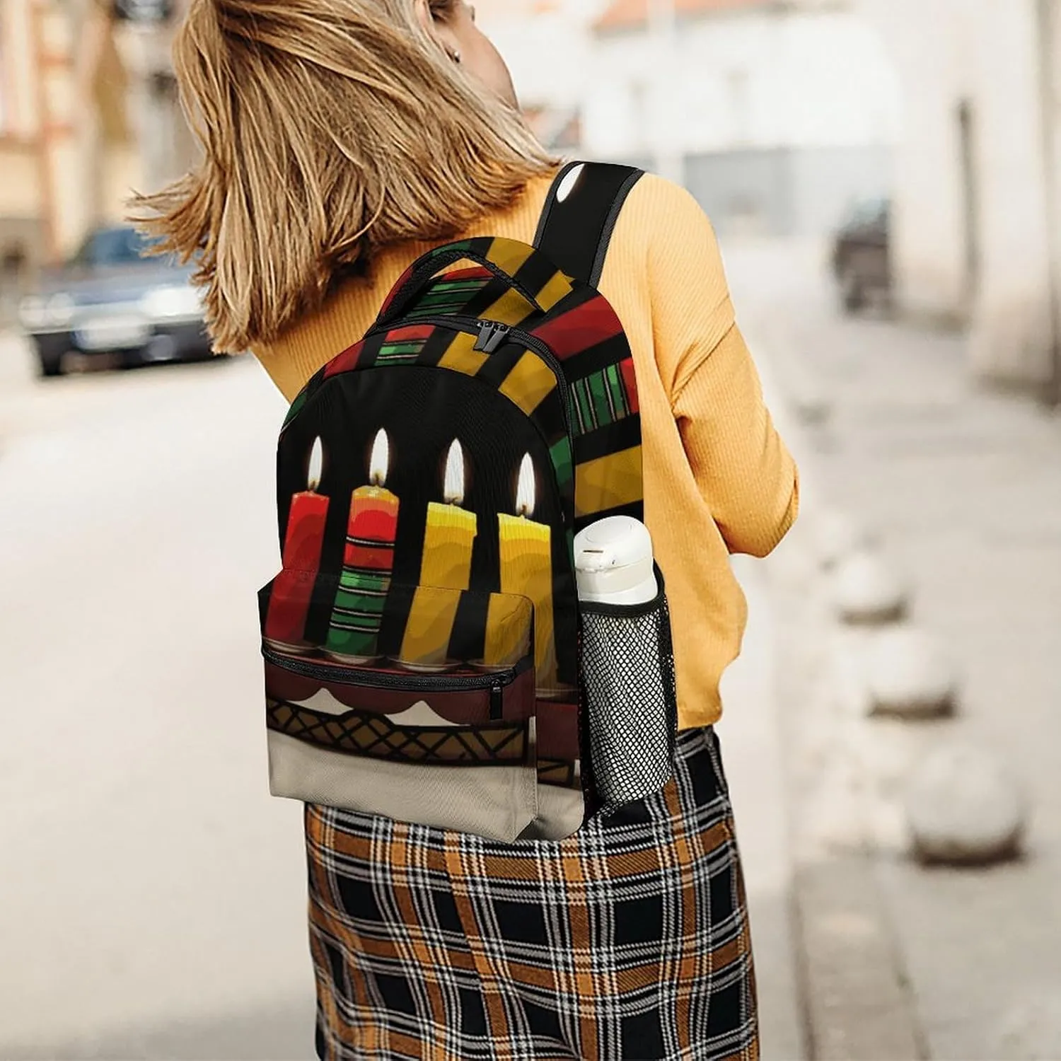 Small Backpacks Personalized Kwanzaa Candles Printing Travel Bag Lightweight Travel Backpack For Women Men