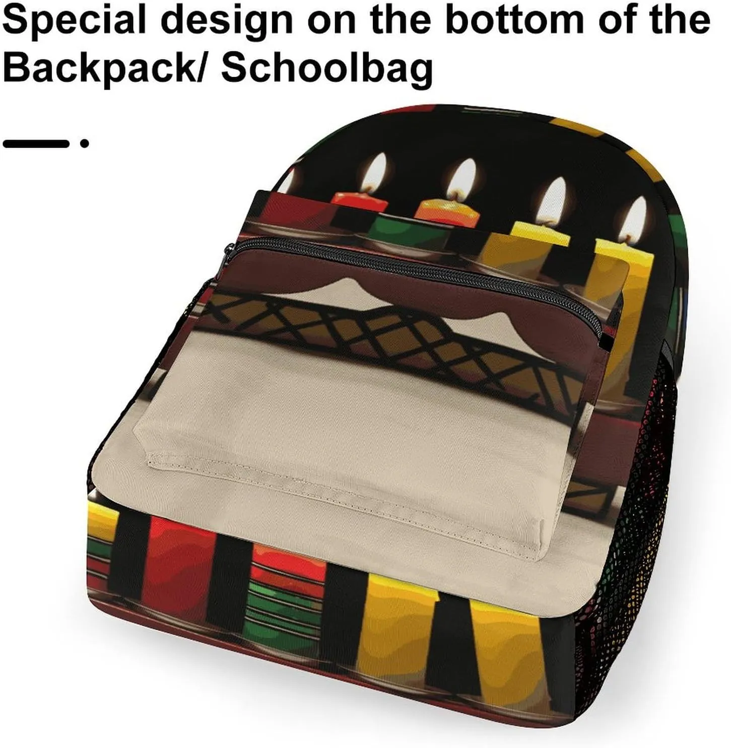 Small Backpacks Personalized Kwanzaa Candles Printing Travel Bag Lightweight Travel Backpack For Women Men
