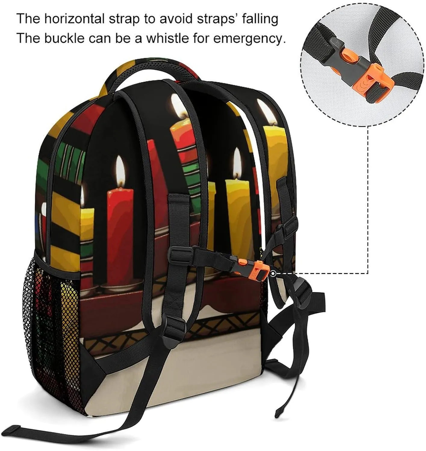 Small Backpacks Personalized Kwanzaa Candles Printing Travel Bag Lightweight Travel Backpack For Women Men