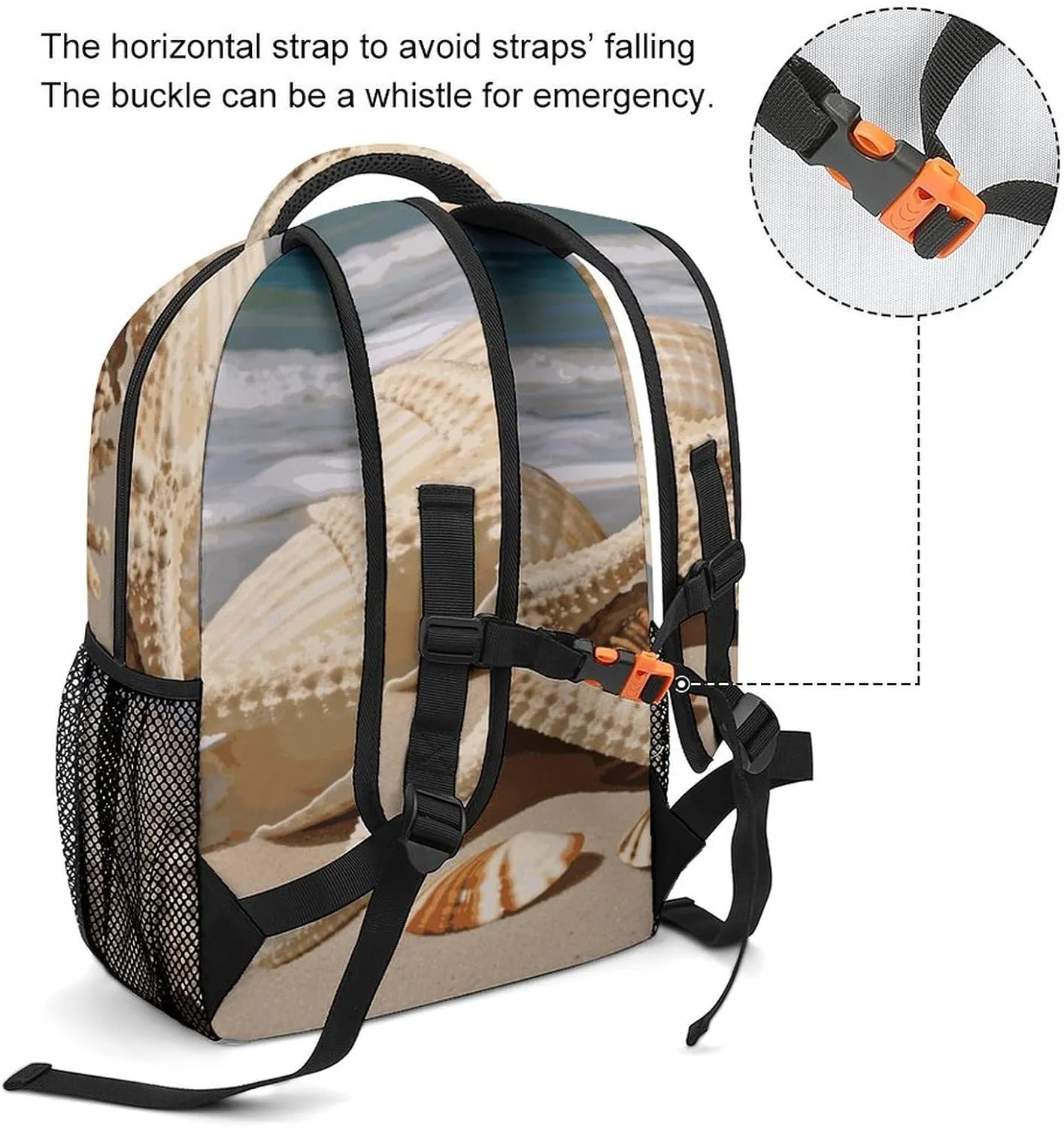 Small Backpacks Personalized Large Seashell Starfish Printing Travel Bag Lightweight Travel Backpack For Women Men