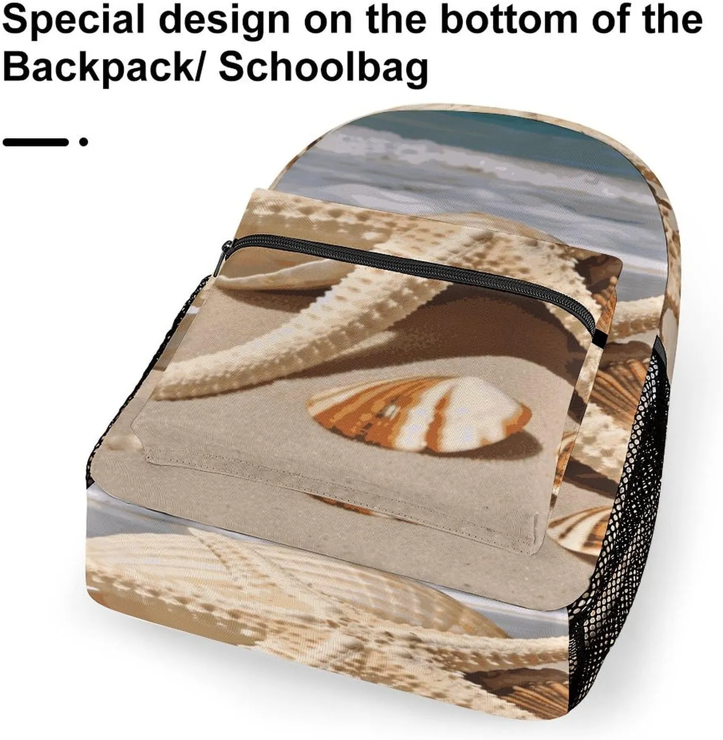 Small Backpacks Personalized Large Seashell Starfish Printing Travel Bag Lightweight Travel Backpack For Women Men