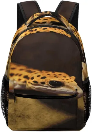 Small Backpacks Personalized Leopard Little Gecko Printing Travel Bag Lightweight Travel Backpack For Women Men