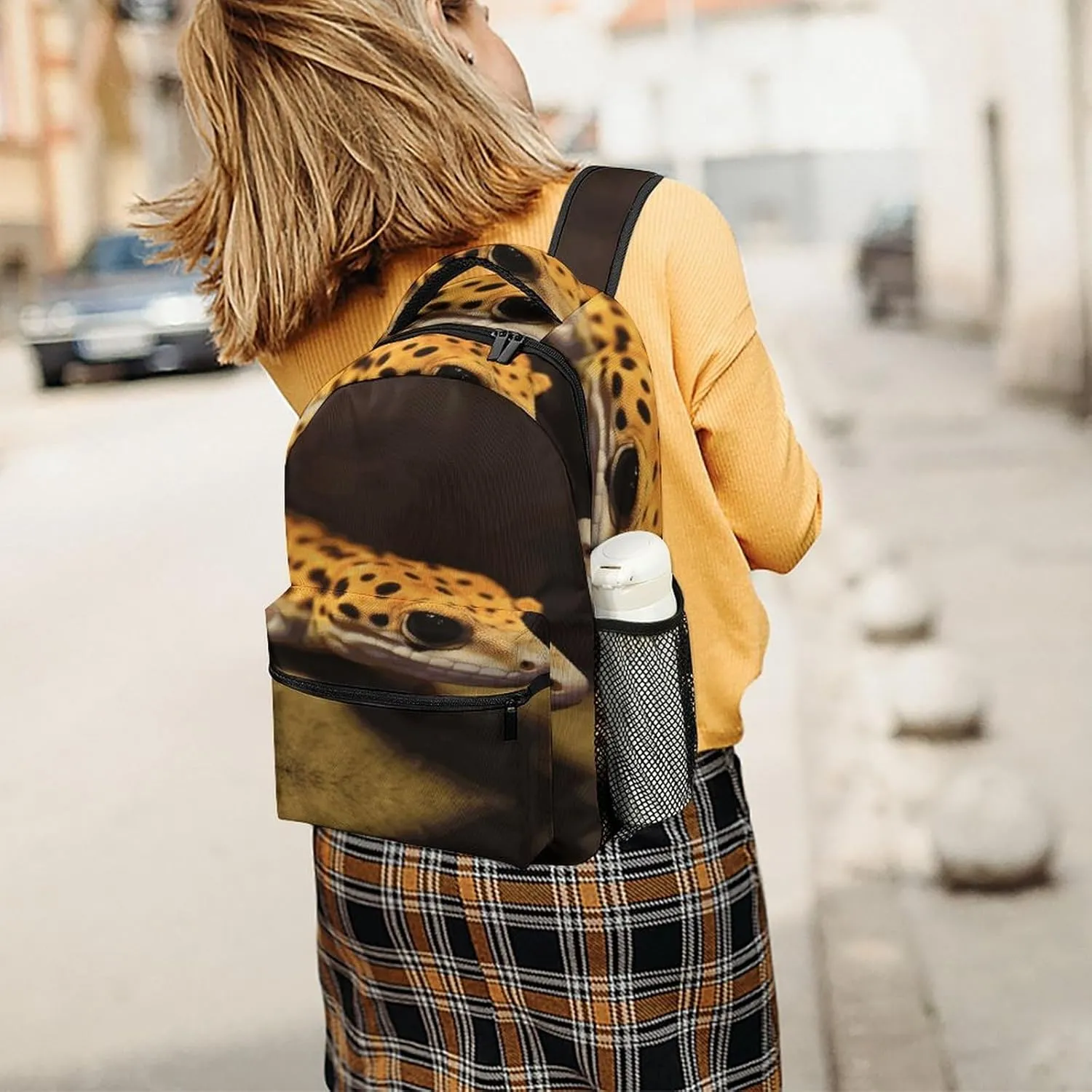Small Backpacks Personalized Leopard Little Gecko Printing Travel Bag Lightweight Travel Backpack For Women Men