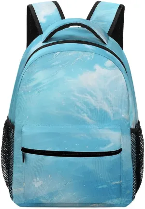 Small Backpacks Personalized Light Blue Image Printing Travel Bag Lightweight Travel Backpack For Women Men