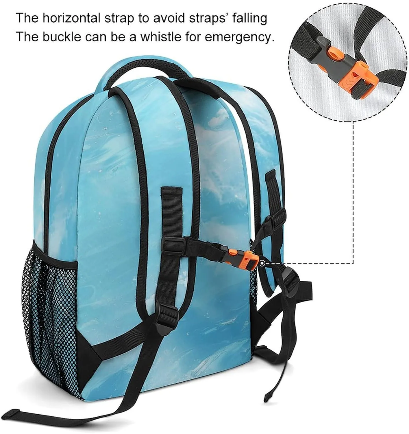 Small Backpacks Personalized Light Blue Image Printing Travel Bag Lightweight Travel Backpack For Women Men