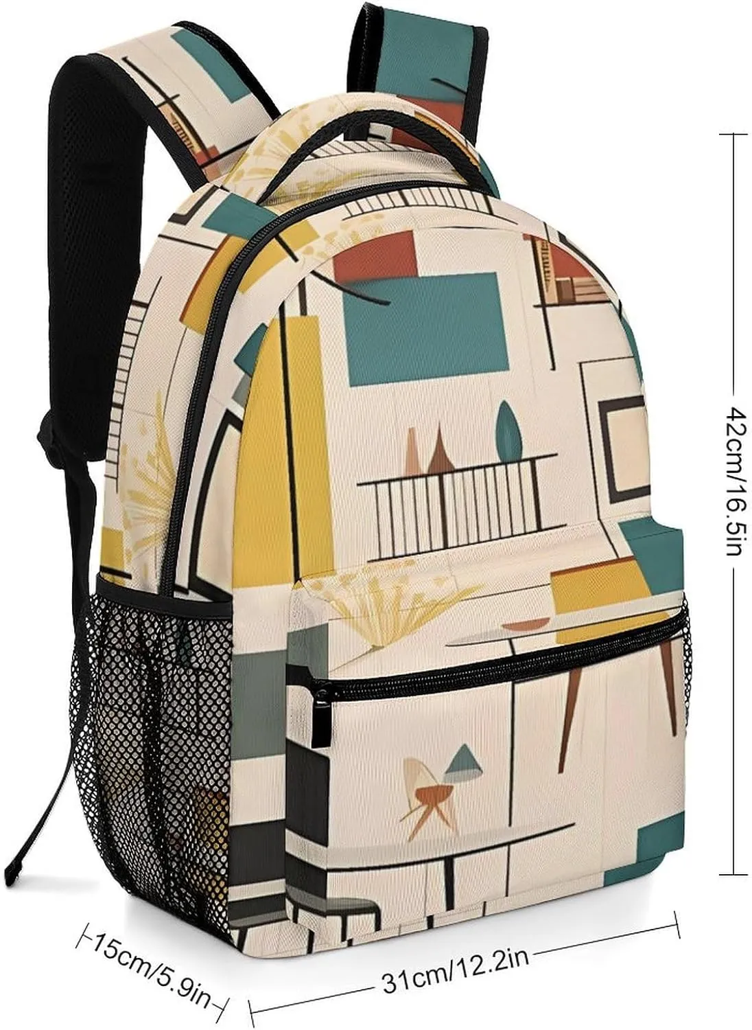 Small Backpacks Personalized Mid Century Modern Printing Travel Bag Lightweight Travel Backpack For Women Men