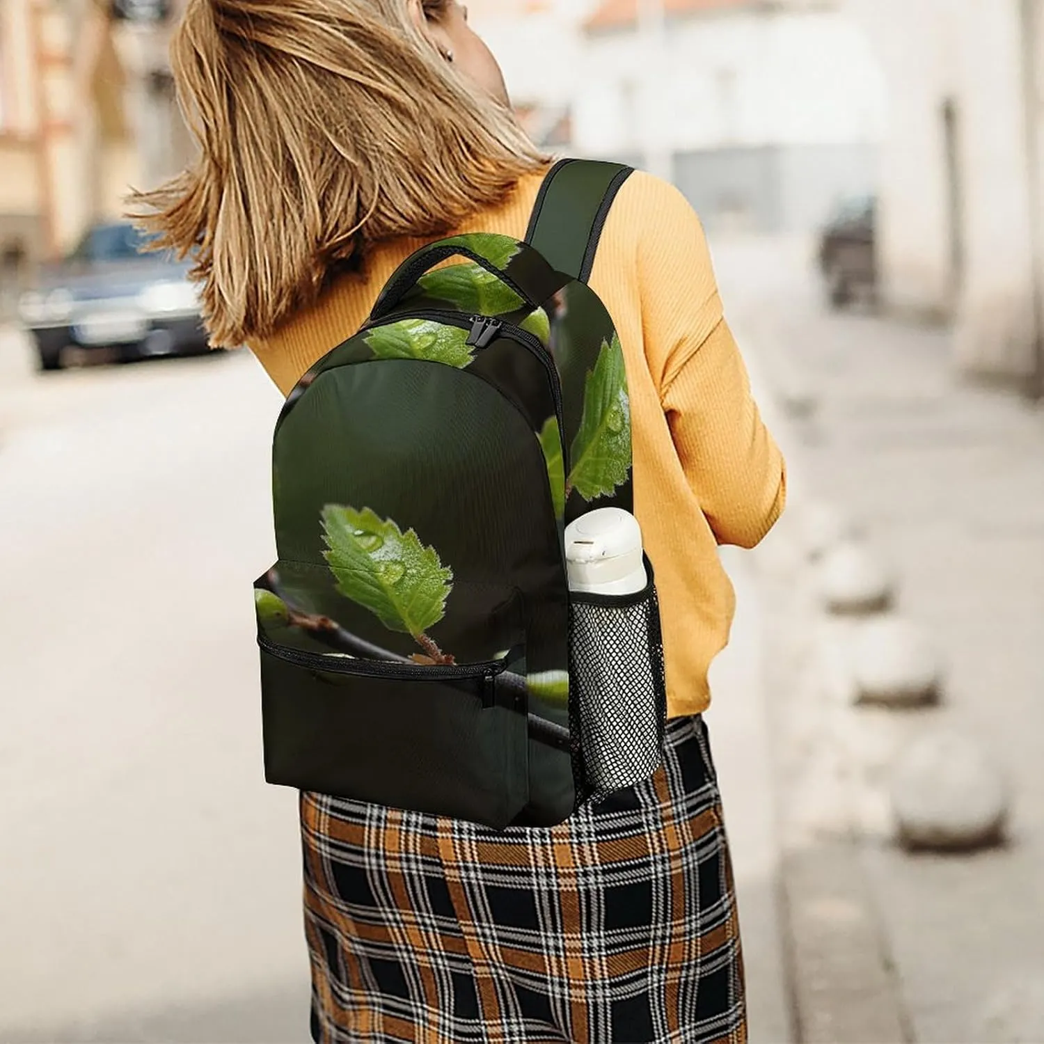 Small Backpacks Personalized New Leaves on Tree Branch Printing Travel Bag Lightweight Travel Backpack For Women Men