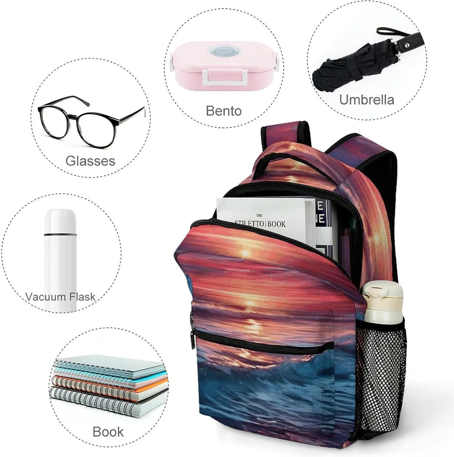 Small Backpacks Personalized Ocean at Warm Printing Travel Bag Lightweight Travel Backpack For Women Men