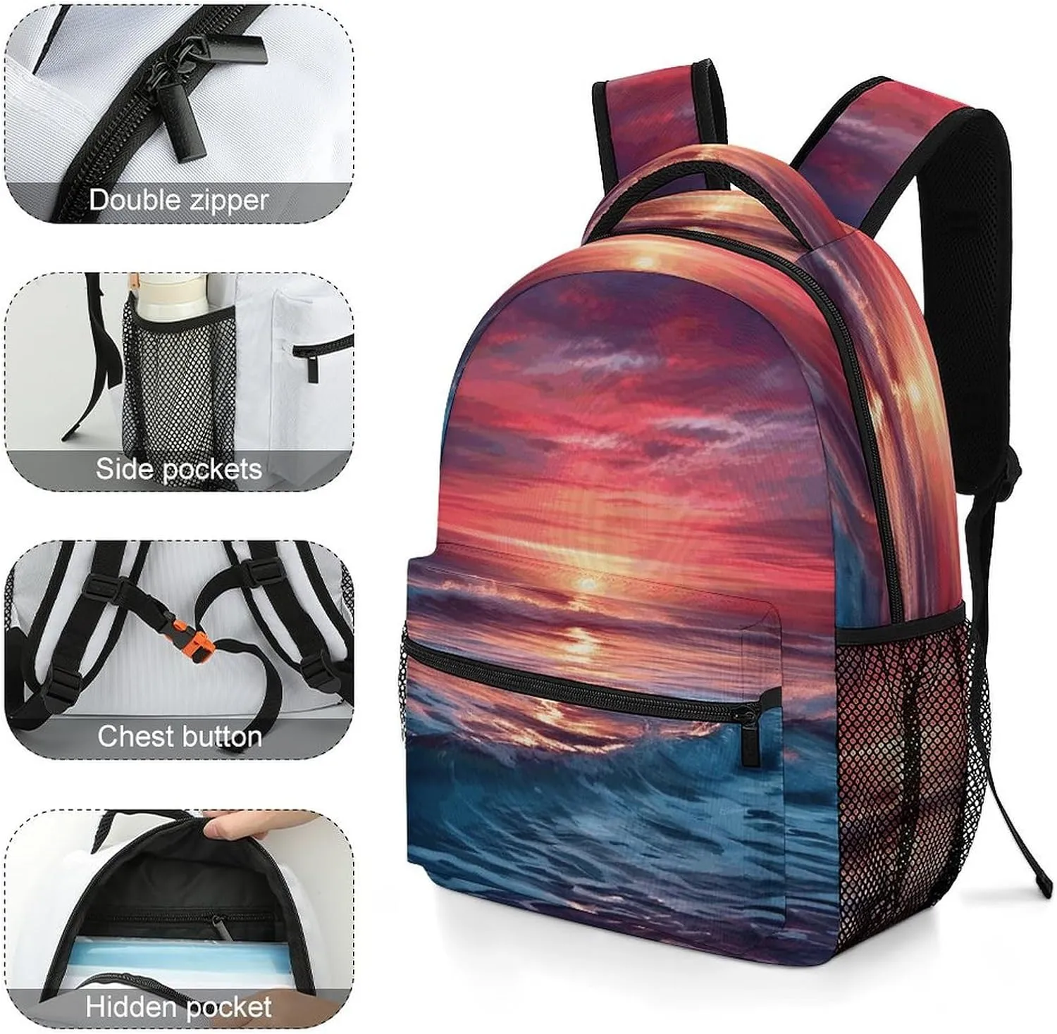 Small Backpacks Personalized Ocean at Warm Printing Travel Bag Lightweight Travel Backpack For Women Men