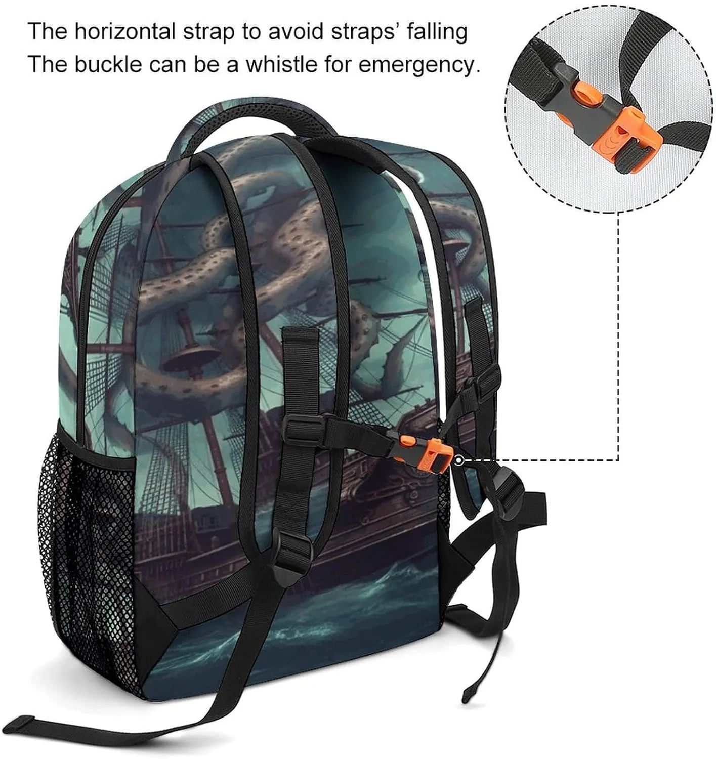 Small Backpacks Personalized Octopus Ship Printing Travel Bag Lightweight Travel Backpack For Women Men