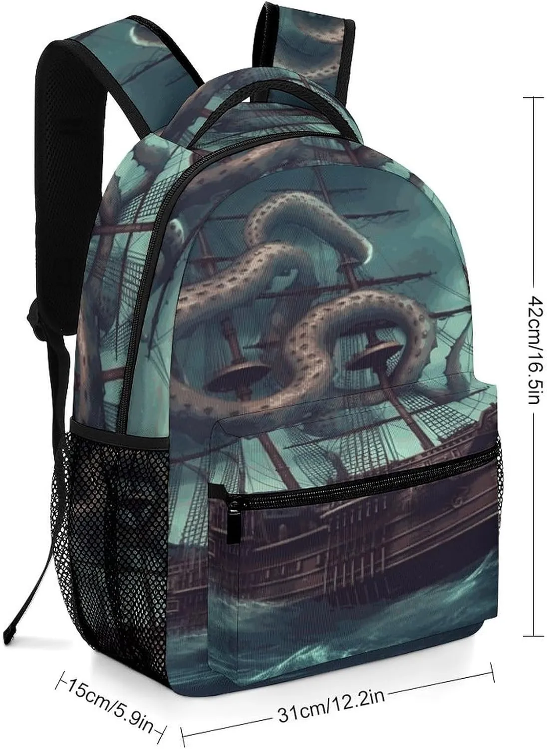 Small Backpacks Personalized Octopus Ship Printing Travel Bag Lightweight Travel Backpack For Women Men
