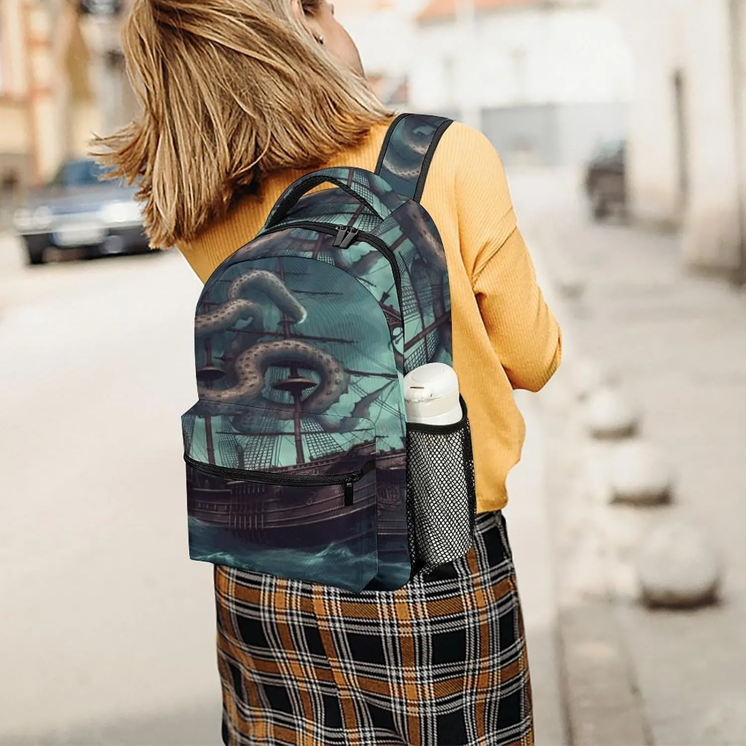 Small Backpacks Personalized Octopus Ship Printing Travel Bag Lightweight Travel Backpack For Women Men