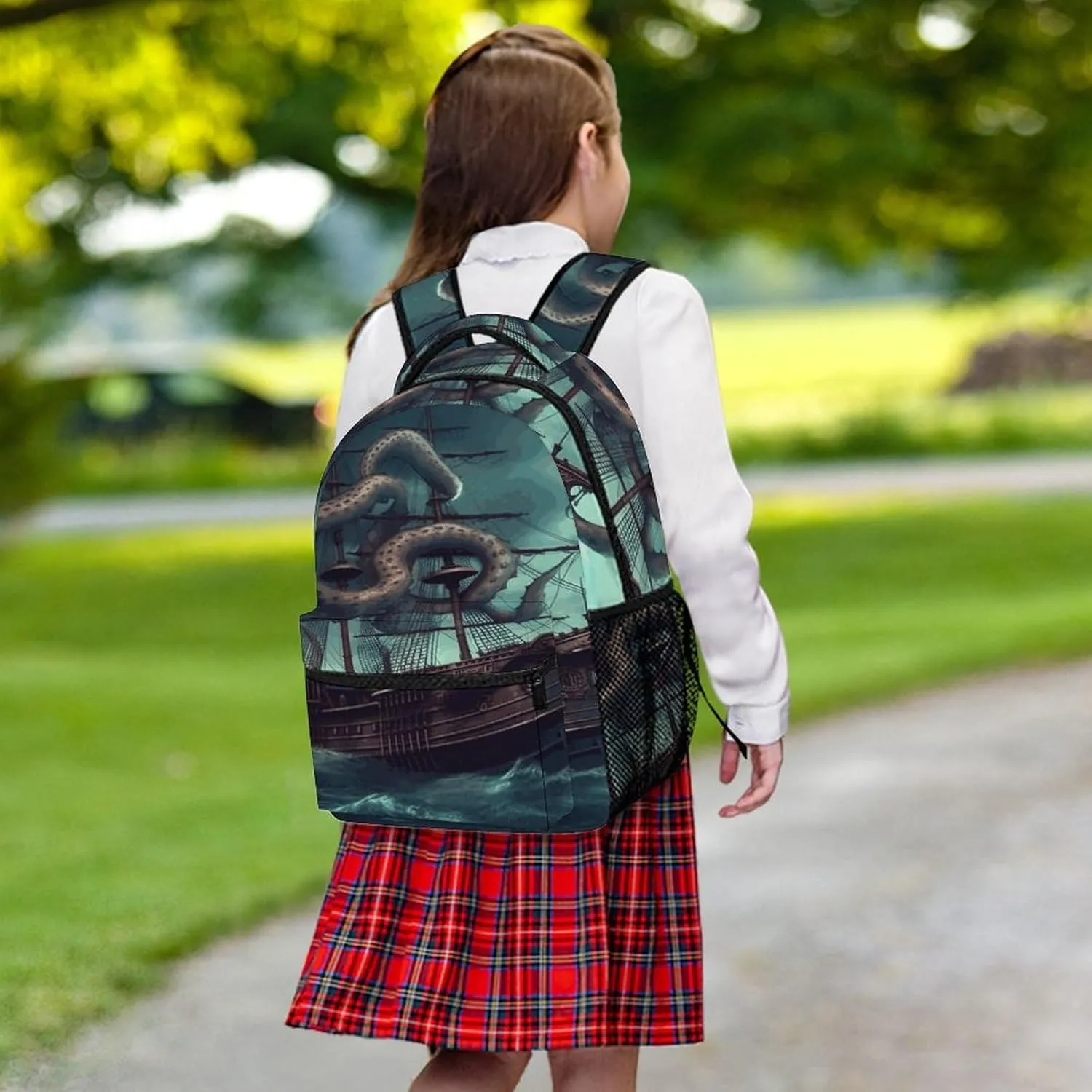 Small Backpacks Personalized Octopus Ship Printing Travel Bag Lightweight Travel Backpack For Women Men