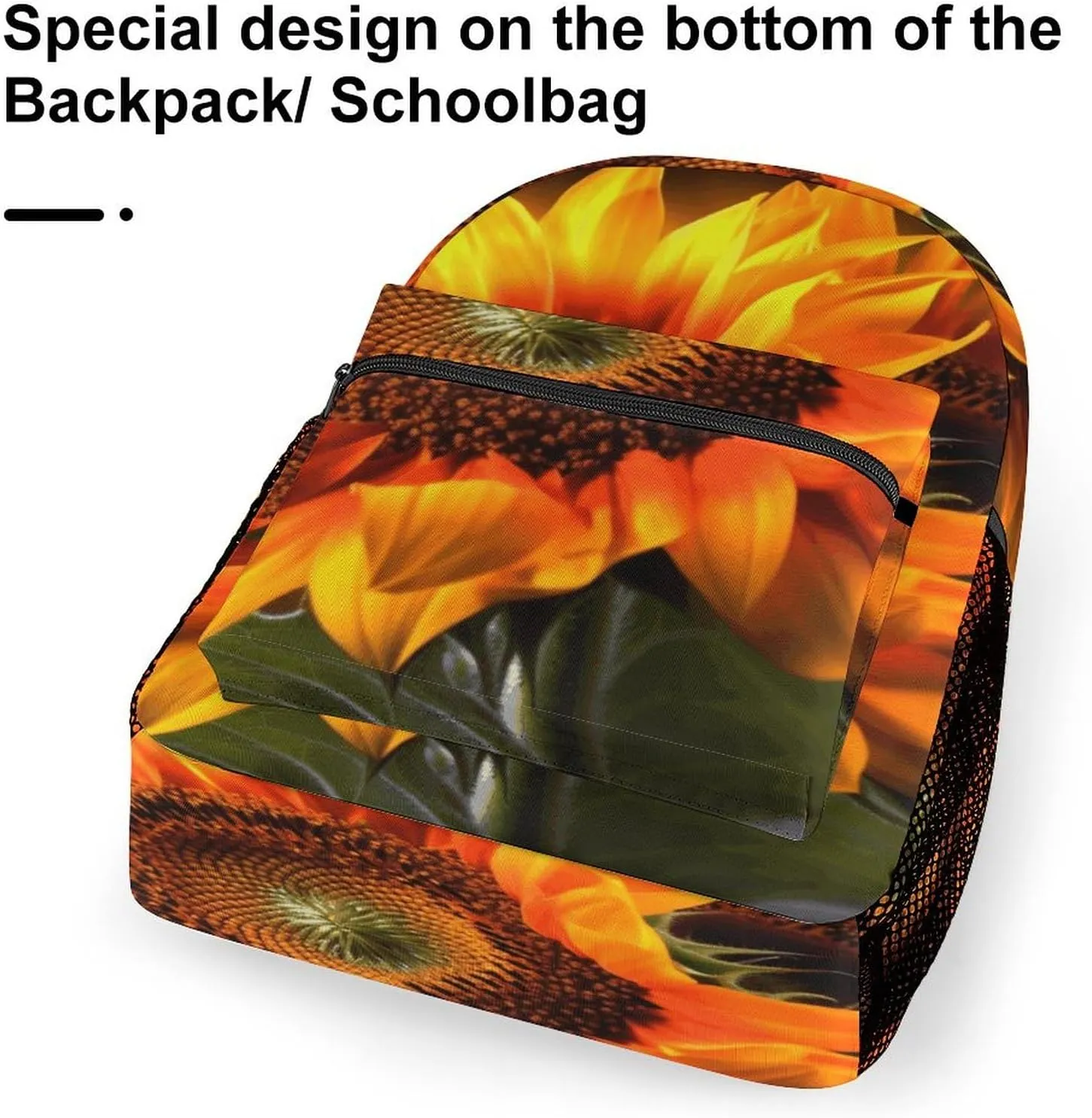 Small Backpacks Personalized Orange Sunflower Wallpaper Printing Travel Bag Lightweight Travel Backpack For Women Men