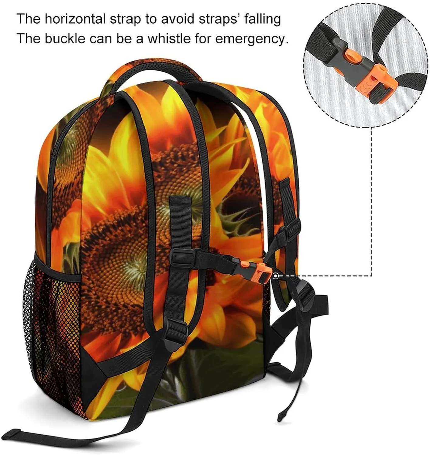 Small Backpacks Personalized Orange Sunflower Wallpaper Printing Travel Bag Lightweight Travel Backpack For Women Men