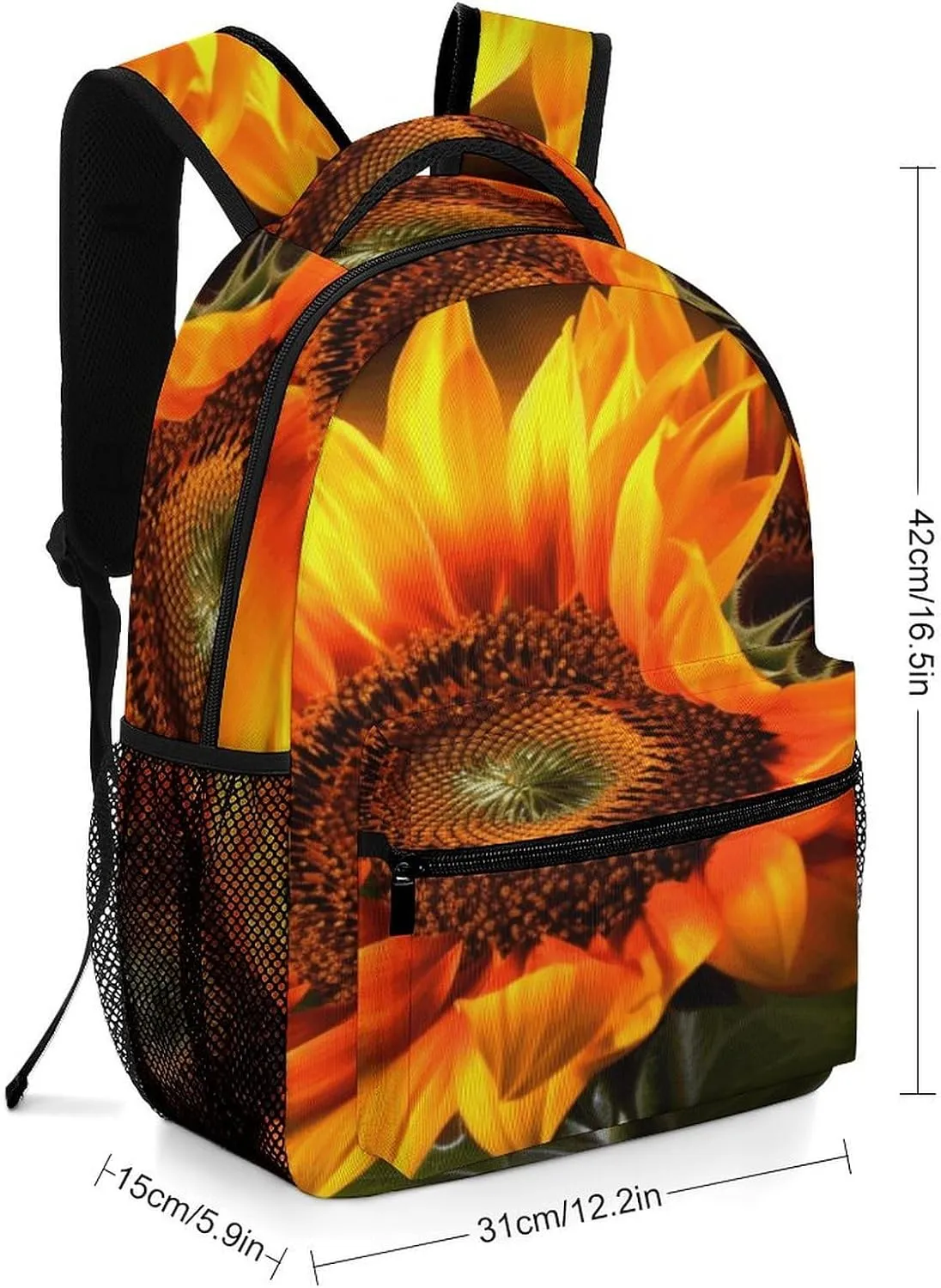 Small Backpacks Personalized Orange Sunflower Wallpaper Printing Travel Bag Lightweight Travel Backpack For Women Men