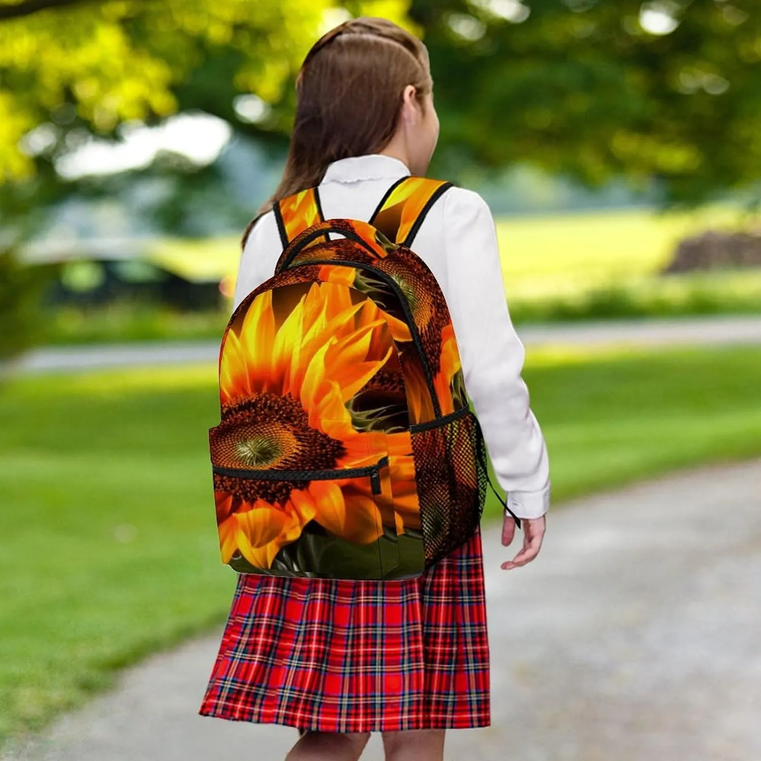 Small Backpacks Personalized Orange Sunflower Wallpaper Printing Travel Bag Lightweight Travel Backpack For Women Men