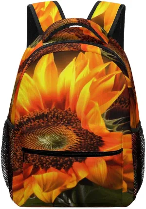 Small Backpacks Personalized Orange Sunflower Wallpaper Printing Travel Bag Lightweight Travel Backpack For Women Men