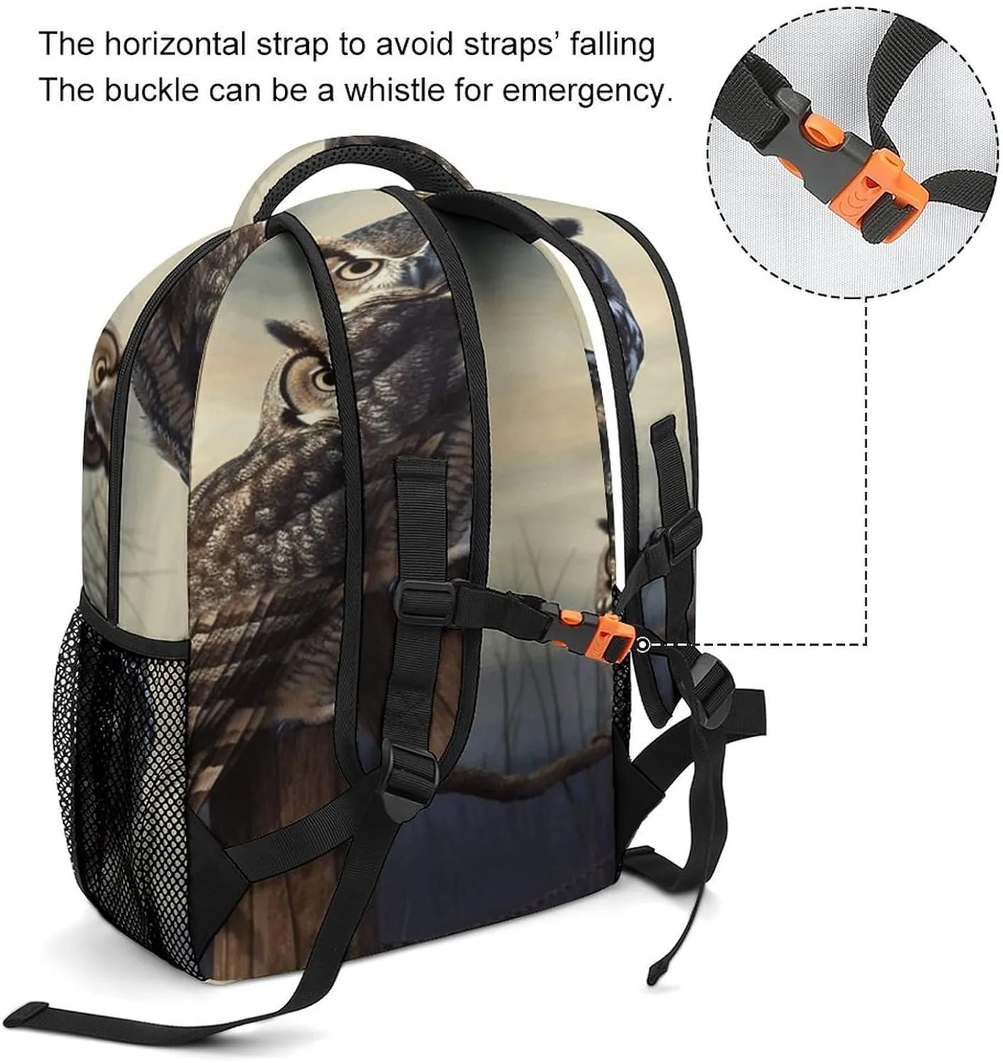 Small Backpacks Personalized Owl Sitting Tree Fence Printing Travel Bag Lightweight Travel Backpack For Women Men
