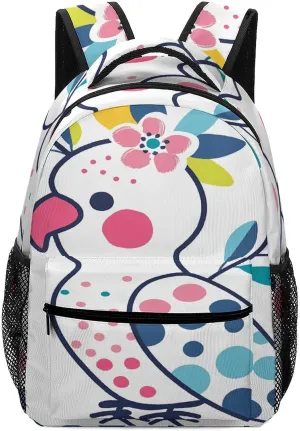 Small Backpacks Personalized Parrot And Flower Printing Travel Bag Lightweight Travel Backpack For Women Men