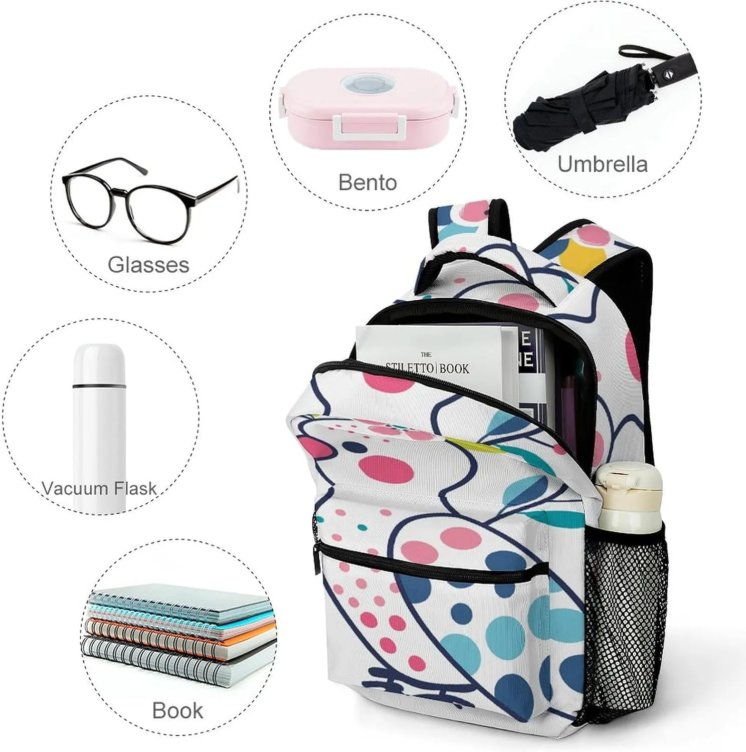 Small Backpacks Personalized Parrot And Flower Printing Travel Bag Lightweight Travel Backpack For Women Men