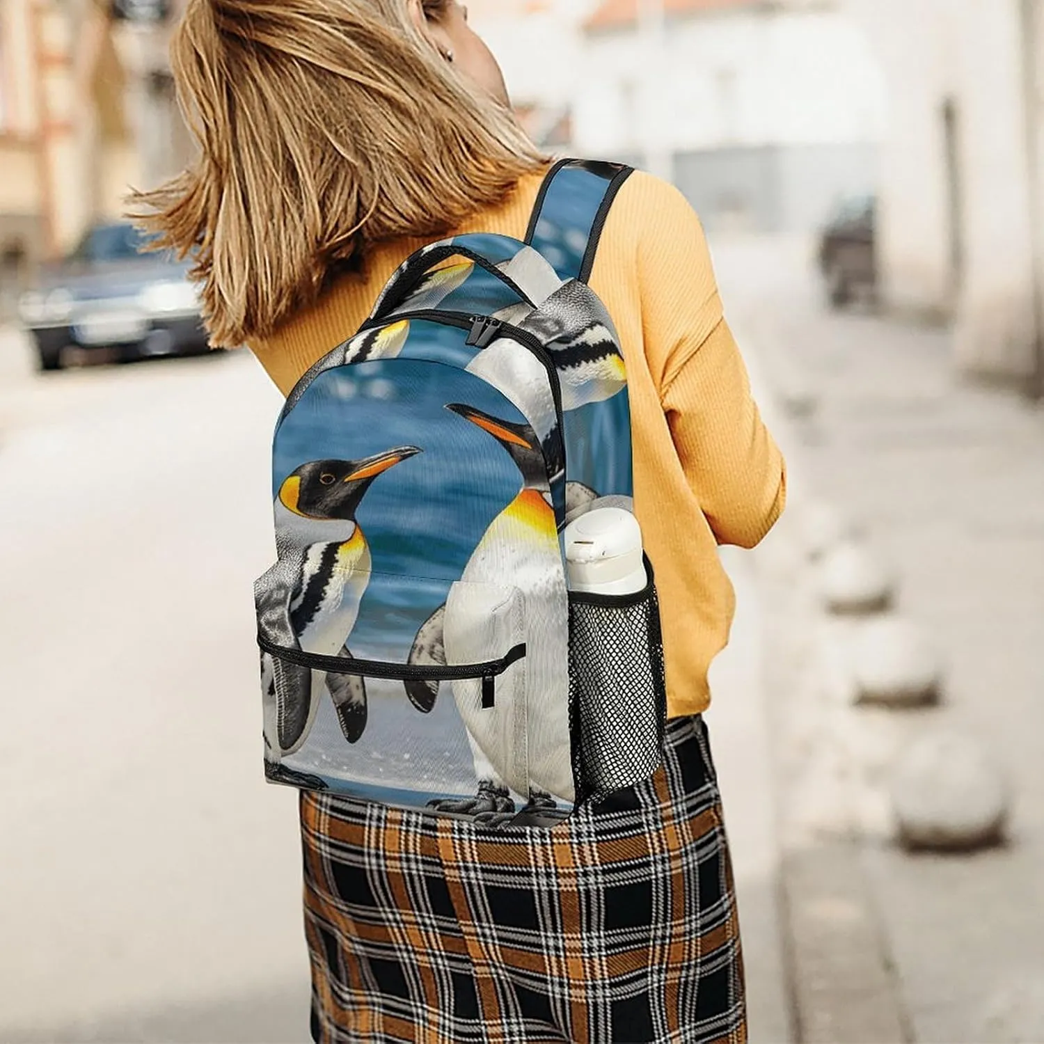 Small Backpacks Personalized Penguin And Sea Printing Travel Bag Lightweight Travel Backpack For Women Men