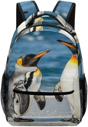 Small Backpacks Personalized Penguin And Sea Printing Travel Bag Lightweight Travel Backpack For Women Men