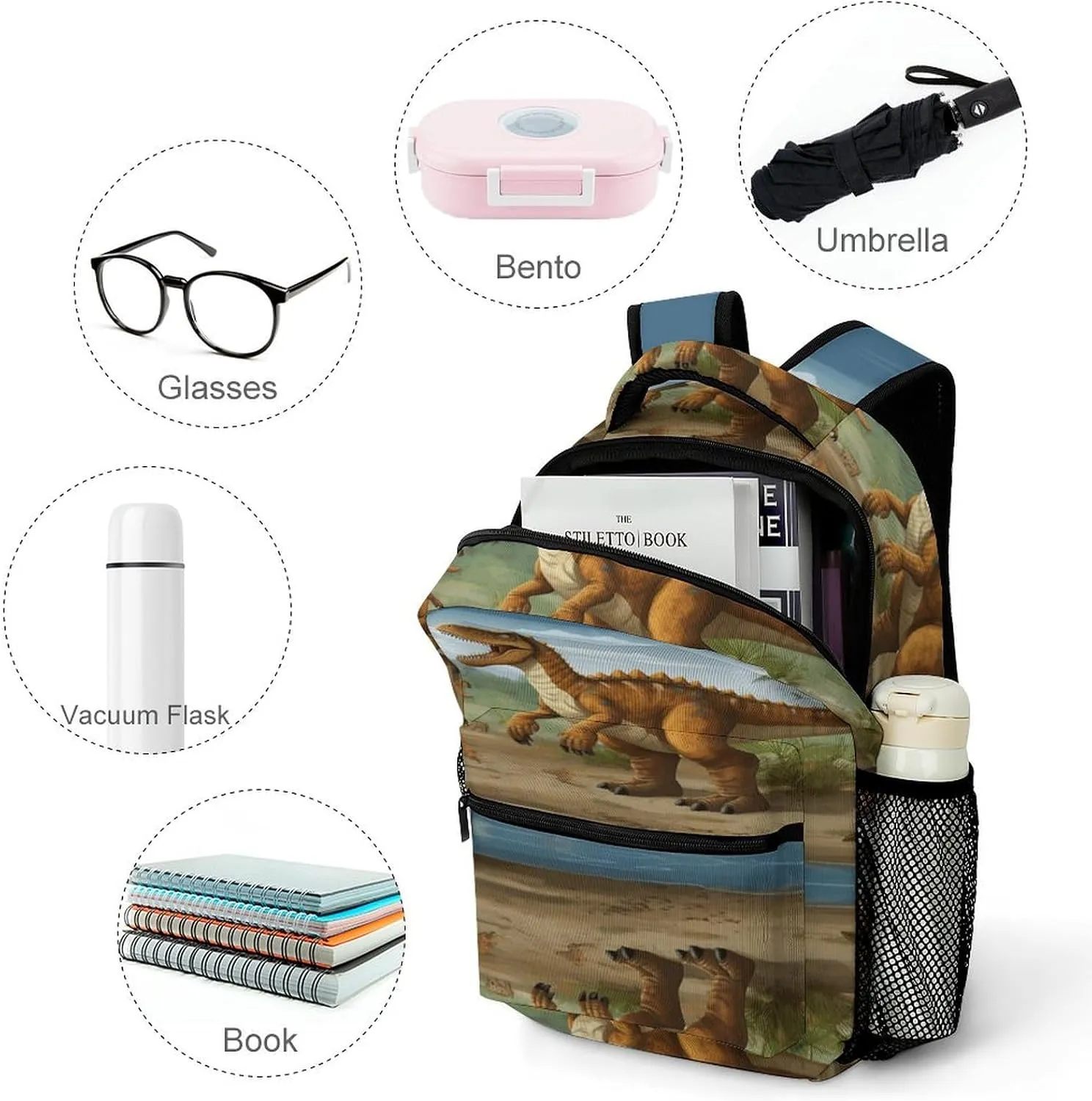 Small Backpacks Personalized Period Dinosaur Printing Travel Bag Lightweight Travel Backpack For Women Men