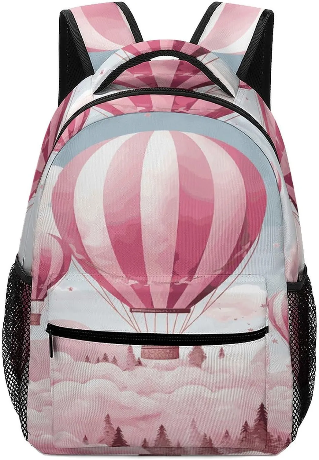 Small Backpacks Personalized Pink Hot Air Balloon Printing Travel Bag Lightweight Travel Backpack For Women Men