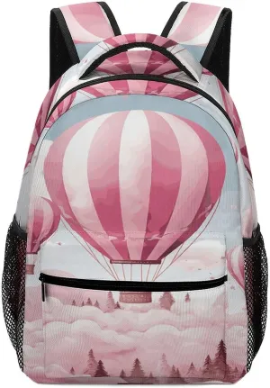Small Backpacks Personalized Pink Hot Air Balloon Printing Travel Bag Lightweight Travel Backpack For Women Men