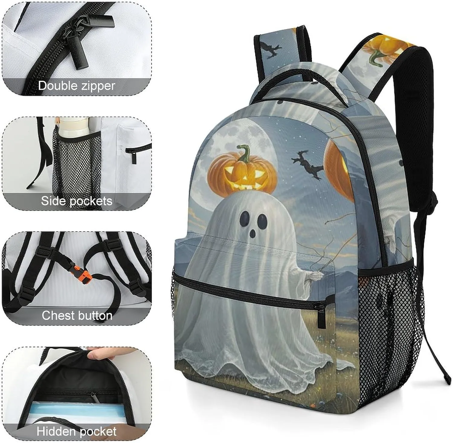 Small Backpacks Personalized Pumpkin Balloon Printing Travel Bag Lightweight Travel Backpack For Women Men