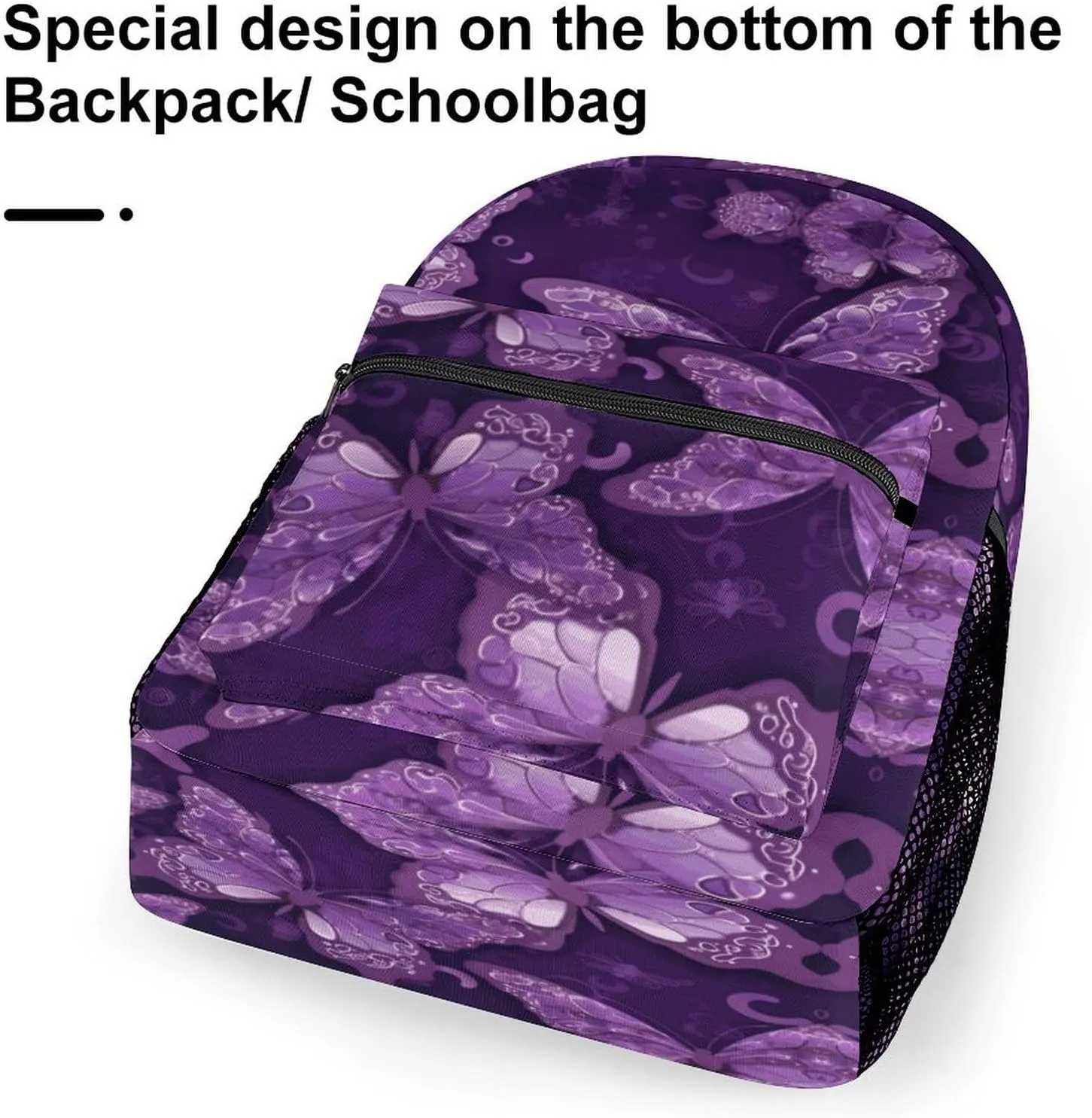 Small Backpacks Personalized Purple Butterflies Printing Travel Bag Lightweight Travel Backpack For Women Men