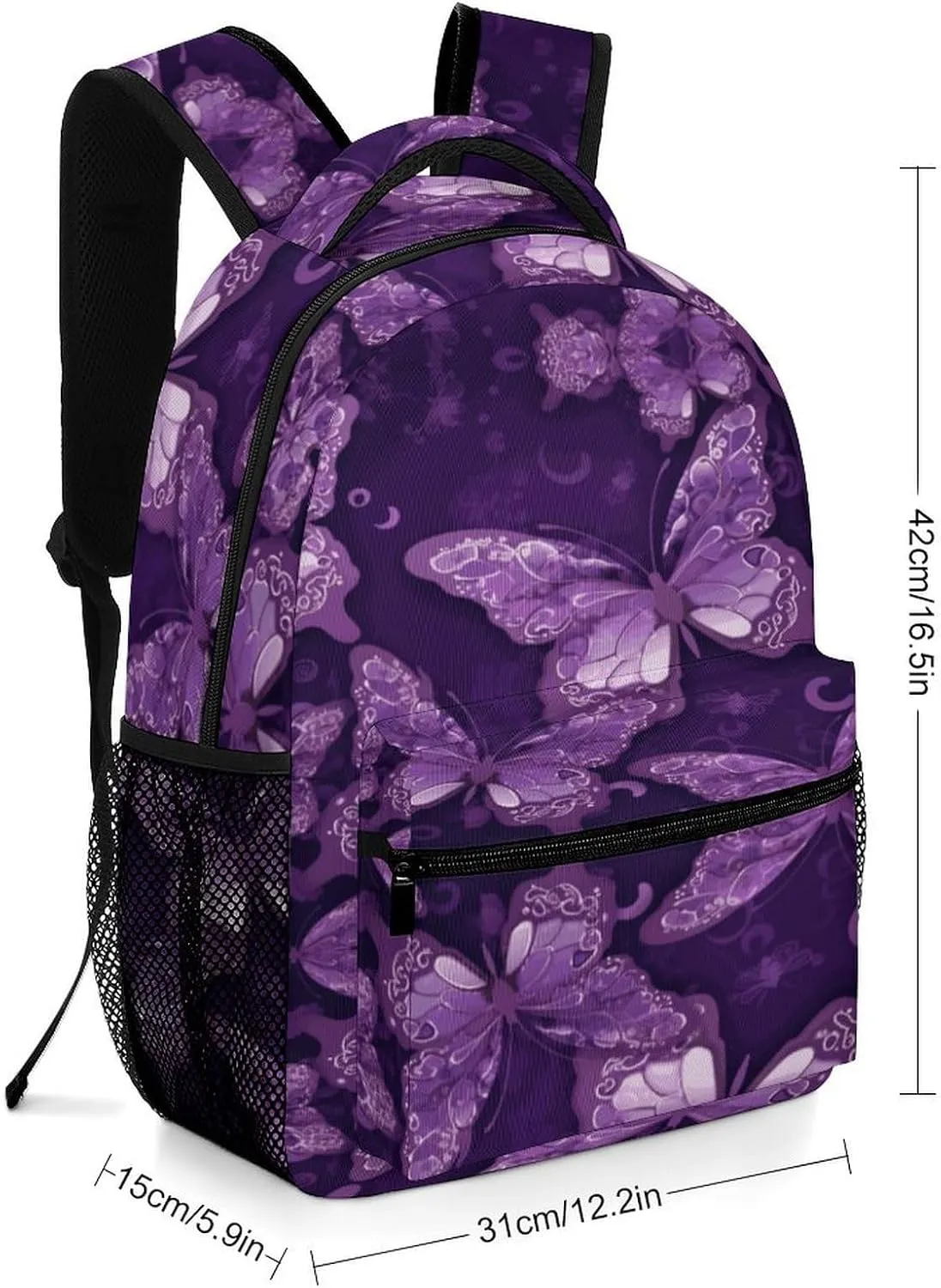 Small Backpacks Personalized Purple Butterflies Printing Travel Bag Lightweight Travel Backpack For Women Men