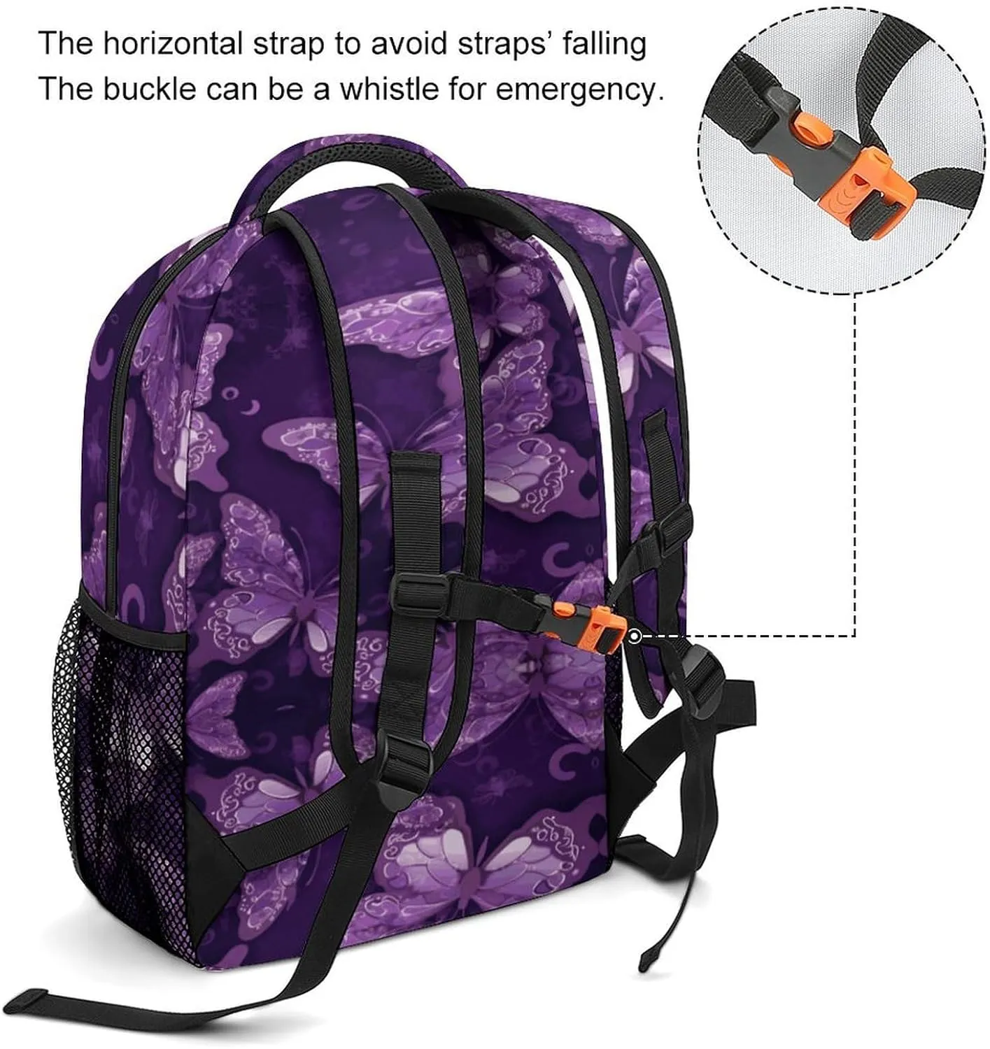 Small Backpacks Personalized Purple Butterflies Printing Travel Bag Lightweight Travel Backpack For Women Men