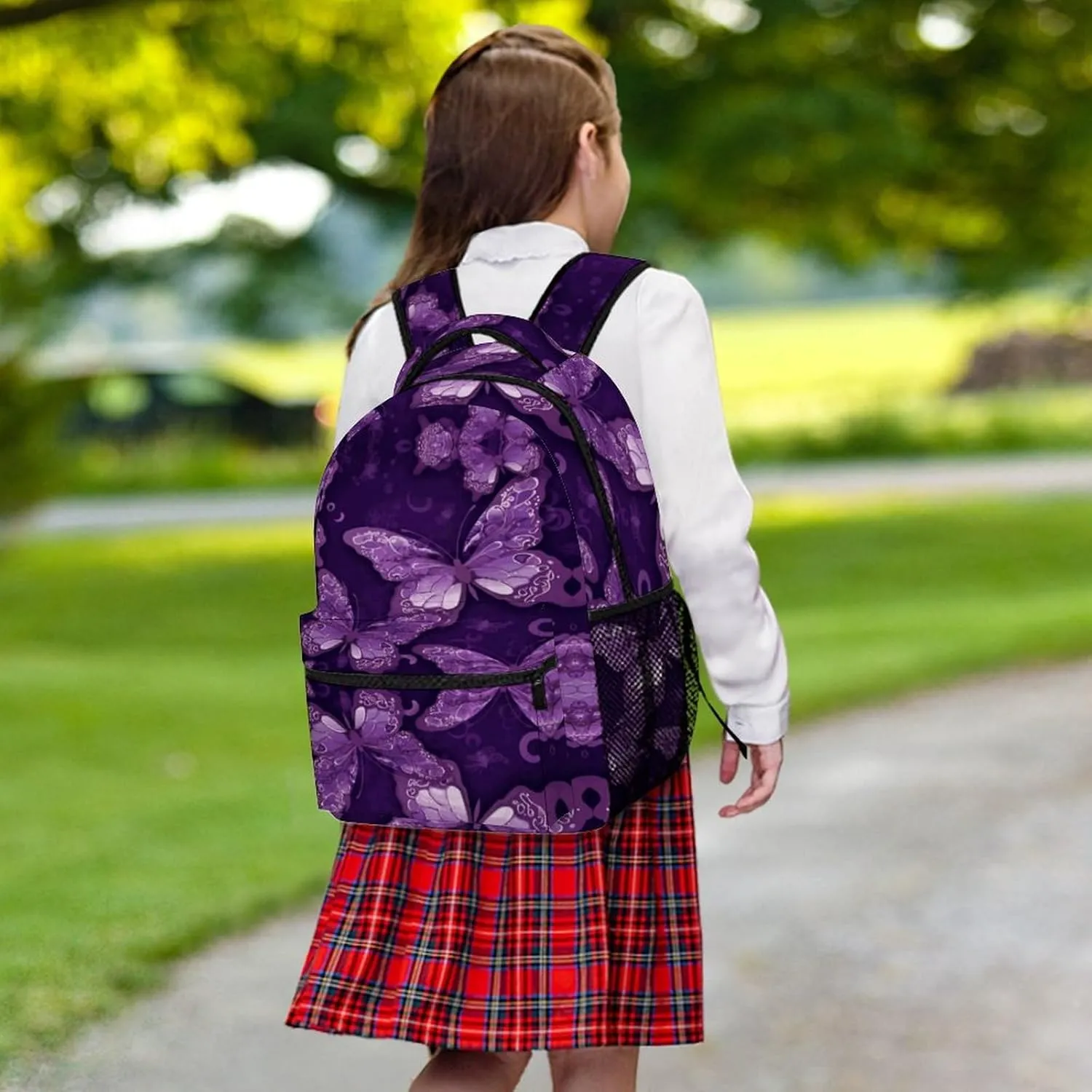 Small Backpacks Personalized Purple Butterflies Printing Travel Bag Lightweight Travel Backpack For Women Men