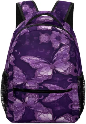 Small Backpacks Personalized Purple Butterflies Printing Travel Bag Lightweight Travel Backpack For Women Men