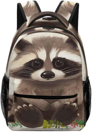 Small Backpacks Personalized Raccoon Printing Travel Bag Lightweight Travel Backpack For Women Men