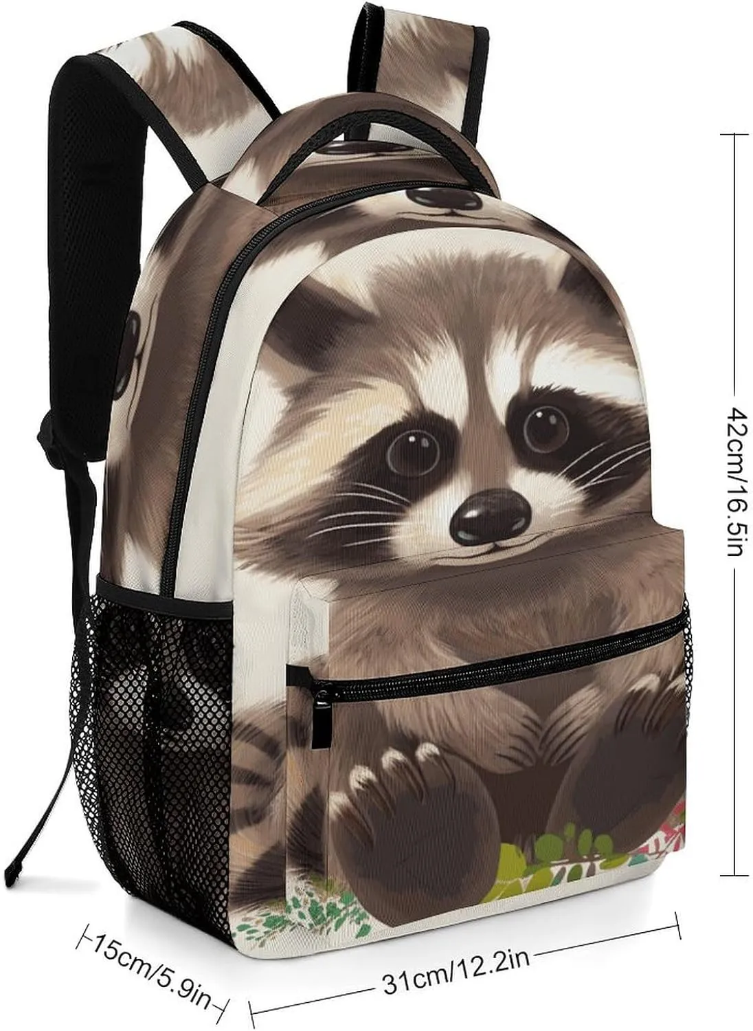 Small Backpacks Personalized Raccoon Printing Travel Bag Lightweight Travel Backpack For Women Men
