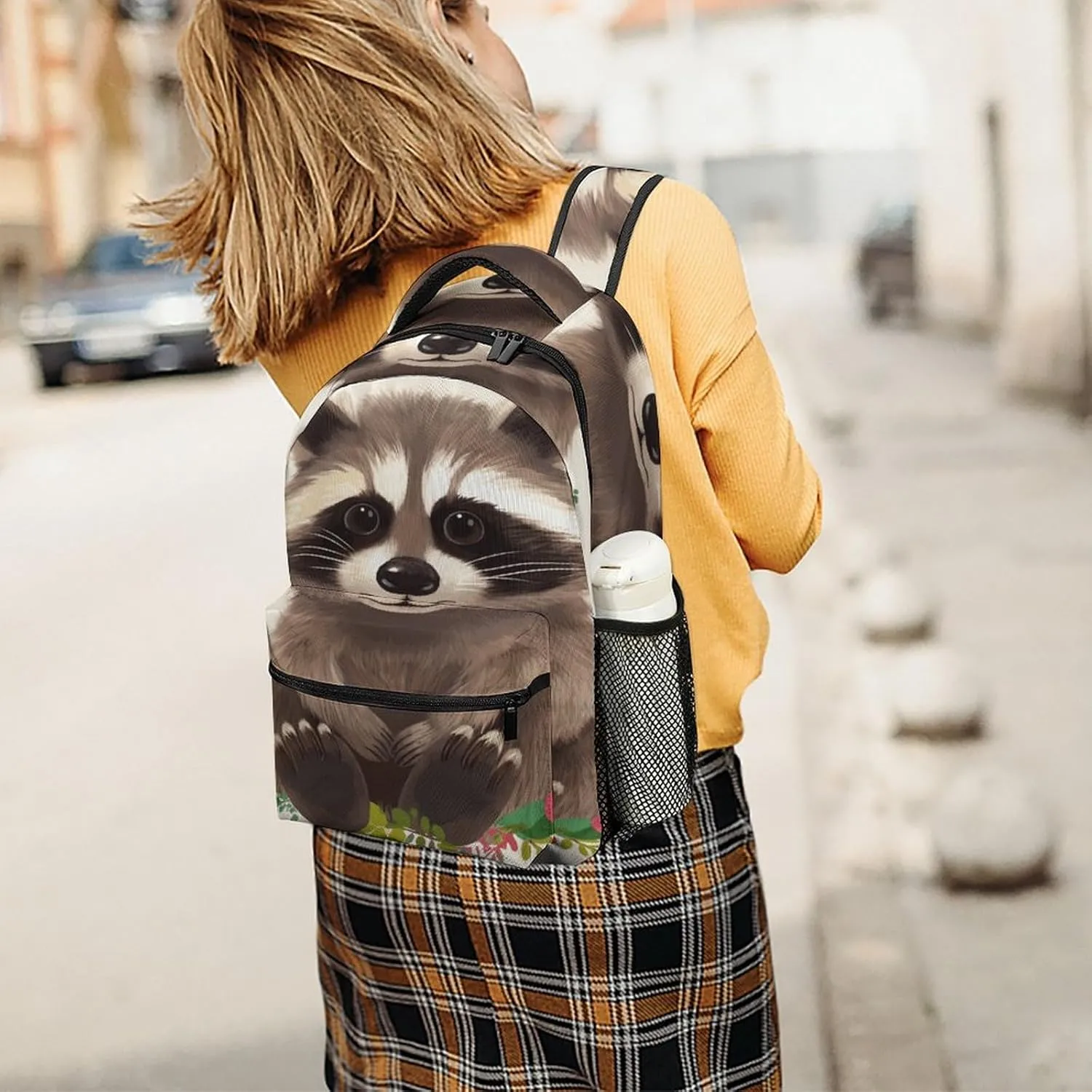 Small Backpacks Personalized Raccoon Printing Travel Bag Lightweight Travel Backpack For Women Men