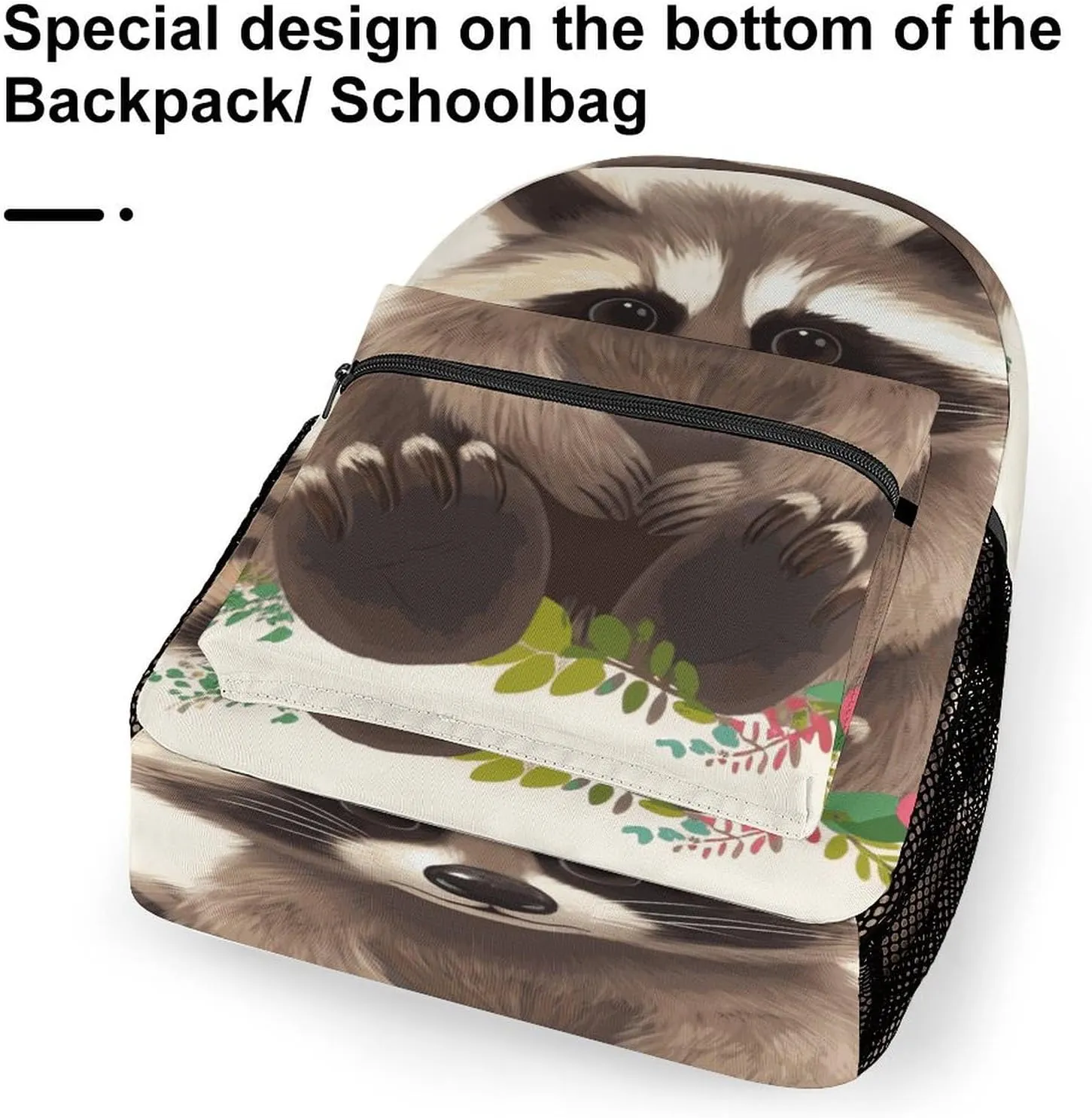 Small Backpacks Personalized Raccoon Printing Travel Bag Lightweight Travel Backpack For Women Men