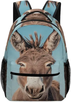 Small Backpacks Personalized Real Image of Donkey Printing Travel Bag Lightweight Travel Backpack For Women Men
