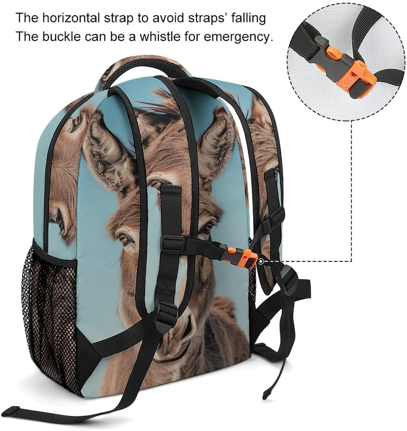 Small Backpacks Personalized Real Image of Donkey Printing Travel Bag Lightweight Travel Backpack For Women Men